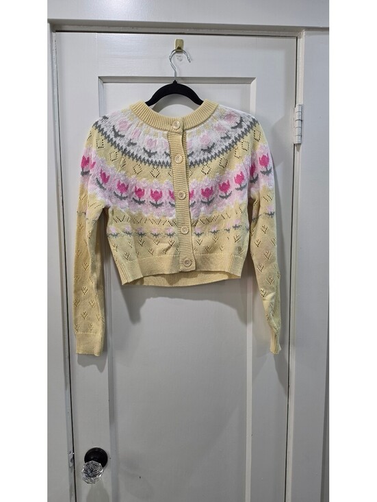 Freshman 1996 Sweaters - Freshman 1996 Yellow Floral Knit Cardigan Sweater Size Small NWOT